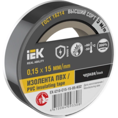 IEK Изолента 0,15х15мм черная 5м IEK Изолента 0,15х15мм черная 5м