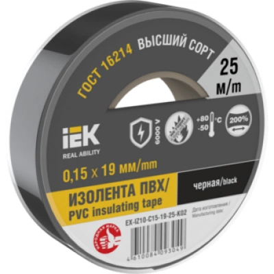 IEK Изолента 0,15х19мм черная 25м IEK Изолента 0,15х19мм черная 25м