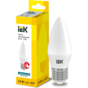 IEK Лампа светодиодная ALFA C35 свеча 10Вт 230В 4000К E27 - LLA-C35-10-230-40-E27 IEK Лампа светодиодная ALFA C35 свеча 10Вт 230В 4000К E27 - LLA-C35-10-230-40-E27