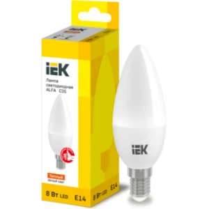 IEK Лампа светодиодная ALFA C35 свеча 8Вт 230В 3000К E14 - LLA-C35-8-230-30-E14 IEK Лампа светодиодная ALFA C35 свеча 8Вт 230В 3000К E14 - LLA-C35-8-230-30-E14