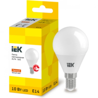 IEK Лампа светодиодная ALFA G45 шар 10Вт 230В 3000К E14