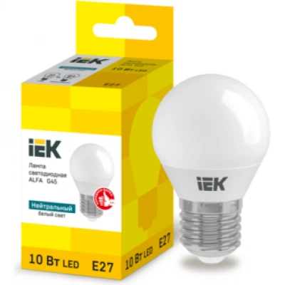 IEK Лампа светодиодная ALFA G45 шар 10Вт 230В 4000К E27