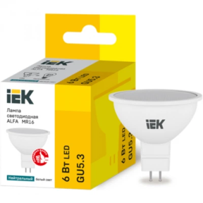 IEK Лампа светодиодная ALFA MR16 софит 6Вт 230В 4000К GU5,3