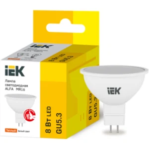 IEK Лампа светодиодная ALFA MR16 софит 8Вт 230В 3000К GU5,3 - LLA-MR16-8-230-30-GU5 IEK Лампа светодиодная ALFA MR16 софит 8Вт 230В 3000К GU5,3 - LLA-MR16-8-230-30-GU5