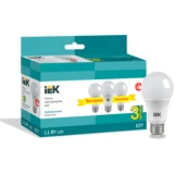 IEK Лампа светодиодная A60 шар 11Вт 230В 4000К E27 (3шт/упак)