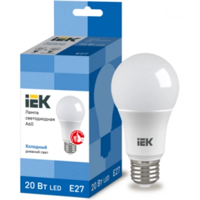 IEK Лампа светодиодная A60 шар 20Вт 230В 6500К E27 IEK Лампа светодиодная A60 шар 20Вт 230В 6500К E27