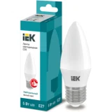 IEK Лампа светодиодная C35 свеча 5Вт 230В 4000К E27