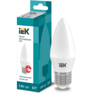 IEK Лампа светодиодная C35 свеча 5Вт 230В 4000К E27 - LLE-C35-5-230-40-E27 IEK Лампа светодиодная C35 свеча 5Вт 230В 4000К E27 - LLE-C35-5-230-40-E27