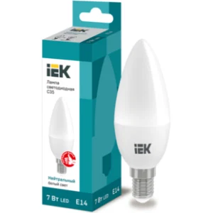 IEK Лампа светодиодная C35 свеча 7Вт 230В 4000К E14 - LLE-C35-7-230-40-E14 IEK Лампа светодиодная C35 свеча 7Вт 230В 4000К E14 - LLE-C35-7-230-40-E14