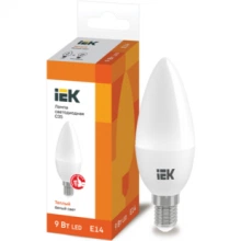 IEK Лампа светодиодная C35 свеча 9Вт 230В 3000К E14