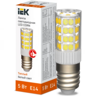 IEK Лампа светодиодная CORN капсула 5Вт 230В 3000К керамика E14