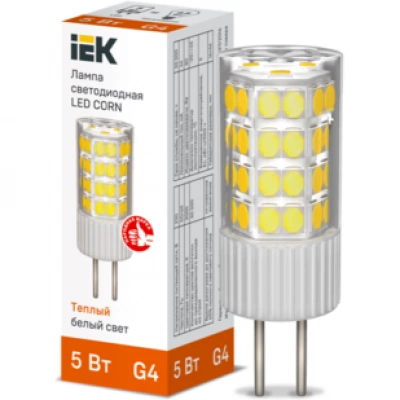 IEK Лампа светодиодная CORN капсула 5Вт 230В 3000К керамика G4 IEK Лампа светодиодная CORN капсула 5Вт 230В 3000К керамика G4