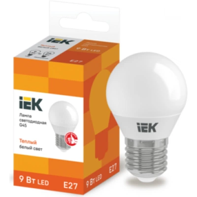 IEK Лампа светодиодная G45 шар 9Вт 230В 3000К E27 IEK Лампа светодиодная G45 шар 9Вт 230В 3000К E27