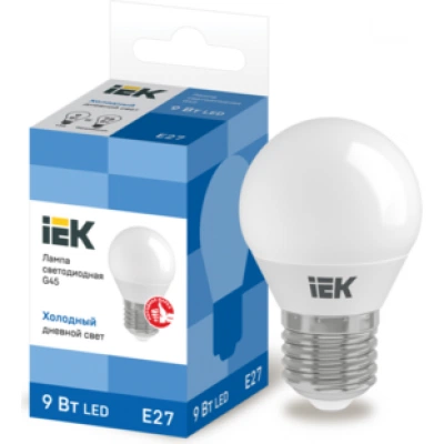 IEK Лампа светодиодная G45 шар 9Вт 230В 6500К E27 IEK Лампа светодиодная G45 шар 9Вт 230В 6500К E27
