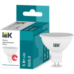 IEK Лампа светодиодная MR16 софит 5Вт 230В 4000К GU5.3 - LLE-MR16-5-230-40-GU5 IEK Лампа светодиодная MR16 софит 5Вт 230В 4000К GU5.3 - LLE-MR16-5-230-40-GU5