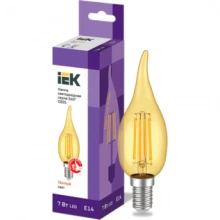 IEK Лампа светодиодная CВ35 свеча на ветру золото 7Вт 230В 2700К E14 серия 360°