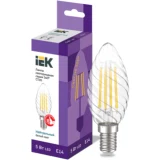 IEK Лампа светодиодная CT35 свеча витая прозрачная 5Вт 230В 4000К E14 серия 360°