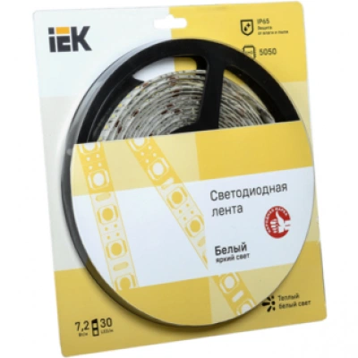 IEK Лента светодиодная 5м блистер LSR-5050WW30-7,2-IP65-12V