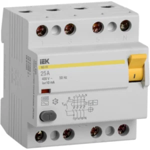 IEK Выключатель дифференциальный (УЗО) ВД1-63 4Р 25А 10мА - MDV10-4-025-010 IEK Выключатель дифференциальный (УЗО) ВД1-63 4Р 25А 10мА - MDV10-4-025-010
