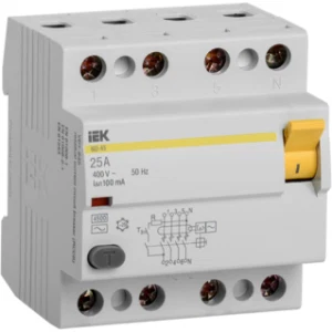 IEK Выключатель дифференциальный (УЗО) ВД1-63 4Р 25А 100мА - MDV10-4-025-100 IEK Выключатель дифференциальный (УЗО) ВД1-63 4Р 25А 100мА - MDV10-4-025-100