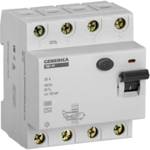 IEK Выключатель дифференциальный (УЗО) ВД1-63 4Р 50А 100мА GENERICA - MDV15-4-050-100 IEK Выключатель дифференциальный (УЗО) ВД1-63 4Р 50А 100мА GENERICA - MDV15-4-050-100