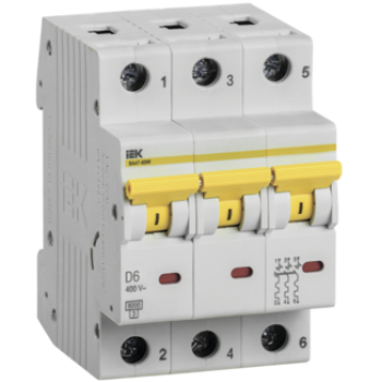 IEK Автоматический выключатель ВА47-60M 3Р 6А 6кА D - MVA31-3-006-D IEK Автоматический выключатель ВА47-60M 3Р 6А 6кА D - MVA31-3-006-D