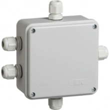 IEK Коробка распаячная КМ41330 для открытой проводки 100х100х50мм IP55 (RAL 7035, гермовводы PG9 5шт)