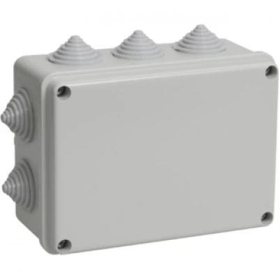 IEK Коробка распаячная КМ41241 для открытой проводки 150х110х70мм IP44 (RAL 7035, 10 гермовводов)