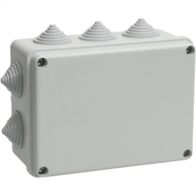 IEK Коробка распаячная КМ41242 для открытой проводки 150х110х70мм IP55 (RAL 7035, 10 гермовводов)