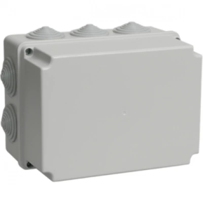 IEK Коробка распаячная КМ41245 для открытой проводки 190х140х120мм IP44 (RAL 7035, 10 гермовводов)