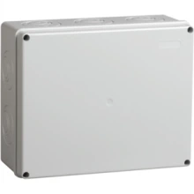 IEK Коробка распаячная КМ41342 для открытой проводки 240х195х90мм IP55 (RAL 7035, монтажная плата, кабельные вводы 5шт)