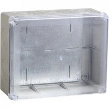 IEK Коробка распаячная КМ41346 для открытой проводки 240х195х90мм IP55 (RAL 7035, монтажная плата, кабельные вводы 5шт)