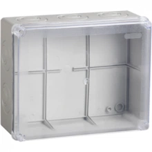 IEK Коробка распаячная КМ41277 для открытой проводки 240х195х165мм IP44 (RAL 7035, прозрачная крышка, кабельные вводы 5шт)