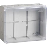 IEK Коробка распаячная КМ41278 для открытой проводки 240х195х165мм IP55 (RAL 7035, прозрачная крышка, кабельные вводы 5шт)