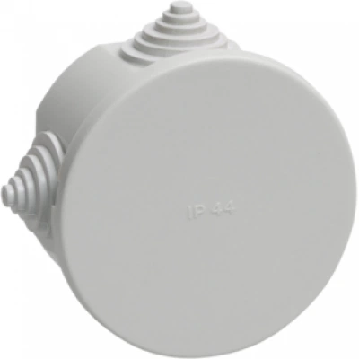IEK Коробка распаячная КМ41237 для открытой проводки d75х40мм IP44 (RAL 7035, 4 гермоввода)