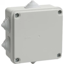 IEK Коробка распаячная КМ41234 для открытой проводки 100х100х50мм IP55 (RAL 7035, 6 гермовводов)