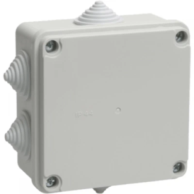 IEK Коробка распаячная КМ41234 для открытой проводки 100х100х50мм IP55 (RAL 7035, 6 гермовводов)