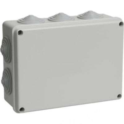 IEK Коробка распаячная КМ41243 для открытой проводки 190х140х70мм IP44 (RAL 7035, 10 гермовводов)
