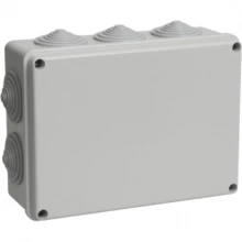 IEK Коробка распаячная КМ41244 для открытой проводки 190х140х70мм IP55 (RAL 7035, 10 гермовводов)