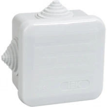 IEK Коробка распаячная КМ41236 для открытой проводки 70х70х40мм IP44 (RAL 7035, 4 гермоввода, защелкивающаяся крышка)