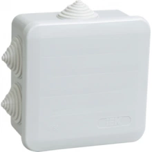 IEK Коробка распаячная КМ41255 для открытой проводки 100х100х50мм IP44 (RAL 7035, 6 гермовводов, защелкивающаяся крышка)