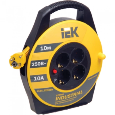 IEK Катушка УК10 с термозащитой 4 места 2P+PE/10м 3х1,5мм2 INDUSTRIAL