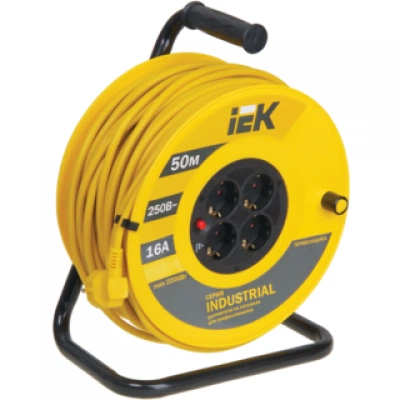 IEK Катушка УК50 с термозащитой 4 места 2P+PE/50м 3х1,5мм2 INDUSTRIAL