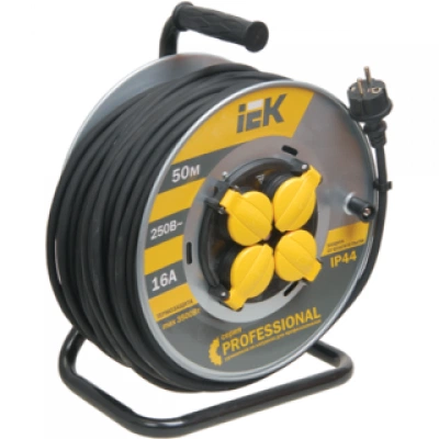 IEK Катушка УК50 на мет. с термозащитой 4 места 2P+PE/50м КГ 3х1,5мм2 IP44 PROFESSIONAL