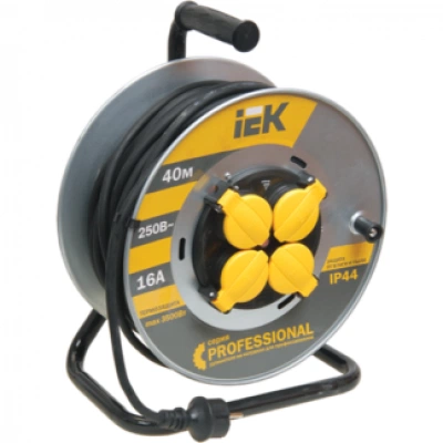 IEK Катушка УК40 на мет. с термозащитой 4 места 2P+PE/40м КГ 3х2,5мм2 IP44 PROFESSIONAL IEK Катушка УК40 на мет. с термозащитой 4 места 2P+PE/40м КГ 3х2,5мм2 IP44 PROFESSIONAL