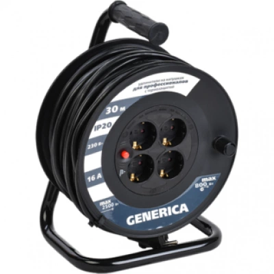 IEK Катушка УК30 с термозащитой 4 места 2P+PE/30м 3х1,5мм2 GENERICA