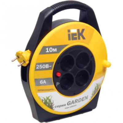 IEK Катушка УК10 с термозащитой 4 места 2P/10м 2х0,75мм2 GARDEN IEK Катушка УК10 с термозащитой 4 места 2P/10м 2х0,75мм2 GARDEN